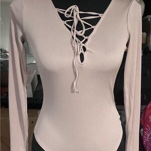 Women's Lace-Up Ribbed Bodysuit.